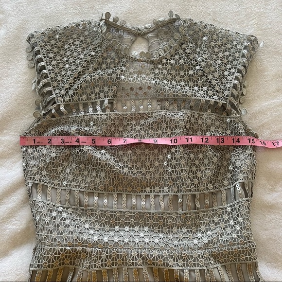 SAYLOR Silver Illusion Sheath Short Dress - Picture 6 of 7